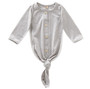 baby grey striped knotted gown