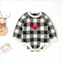 baby white and black plaid romper