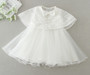 baby girl sleeveless baptism dress with cape