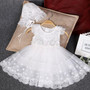 beautiful sleeveless baptism dress with bonnet