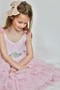 girls pink flower tulle dress with gem belt