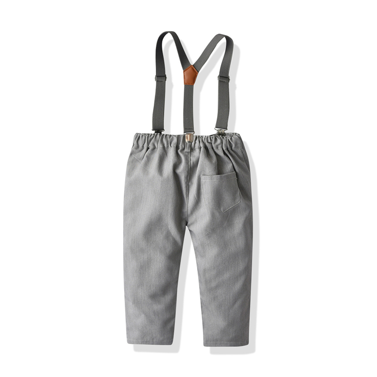 Greyson Button-Up Shirt and Grey Pants Suspenders Set