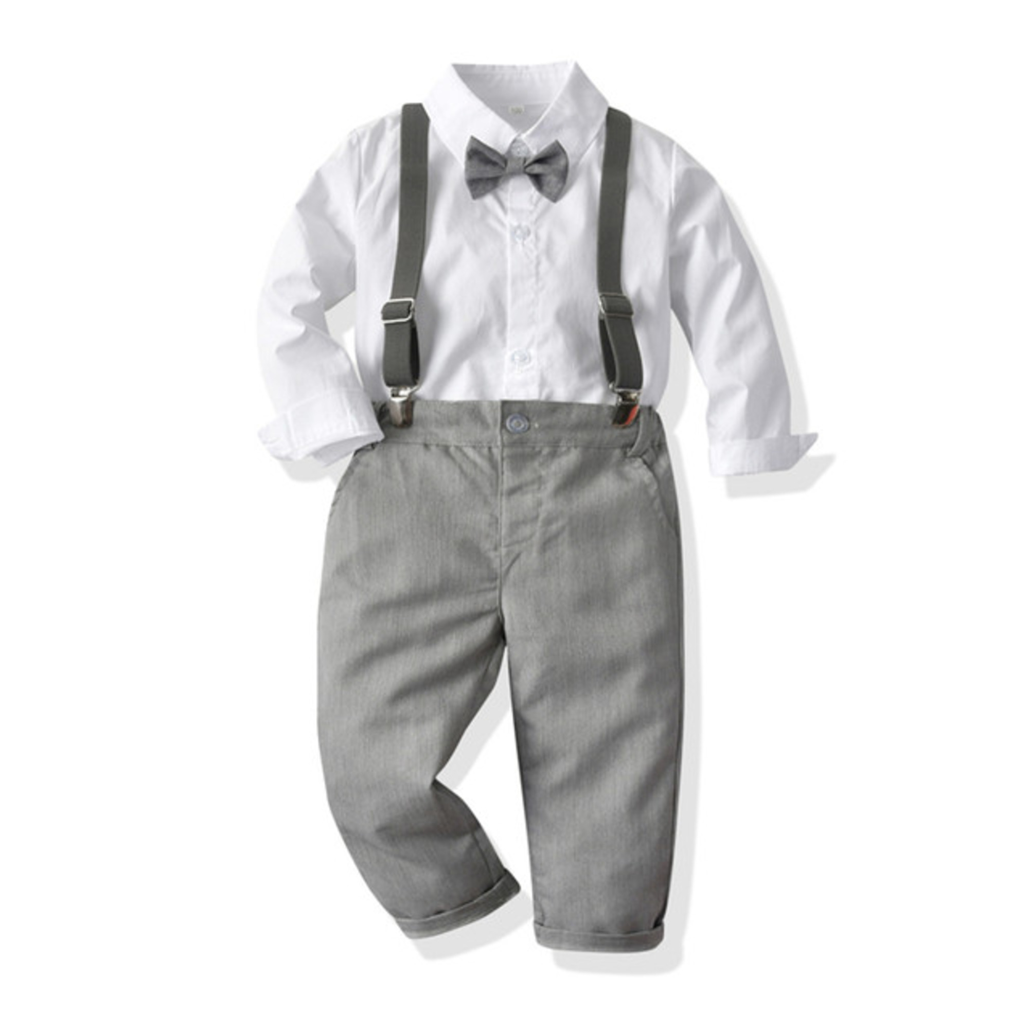 Greyson Button-Up Shirt and Grey Pants Suspenders Set
