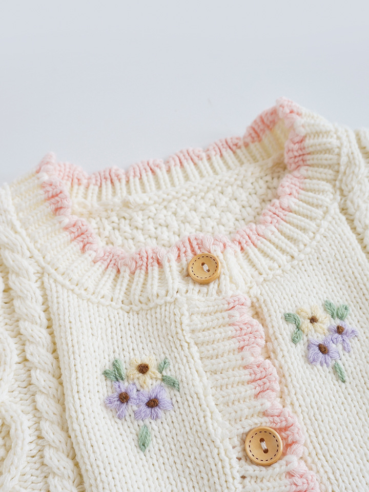 Embroidered Knitted Cardigan - Luxury S00 White