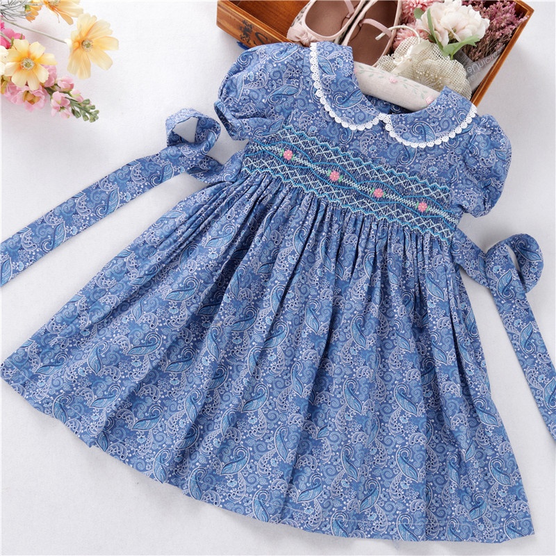 Rilee Paisley Smocked Dress with Embroidery
