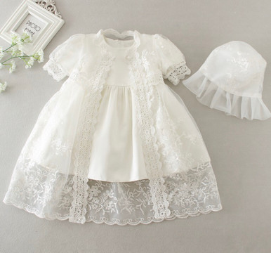 Victoria Baptism Dress & Christening Gown with Bonnet