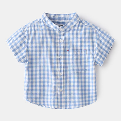 Joey Blue Checkered Boys Button-Up Shirt