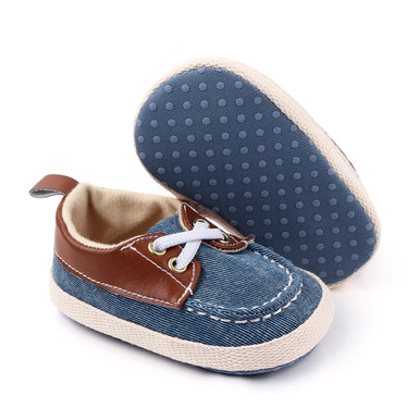 Mikey Blue Slip-On Sneakers with Leather Accents
