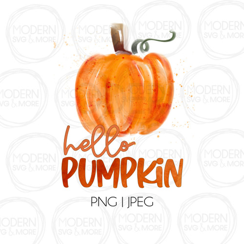 Hello Pumpkin Watercolor