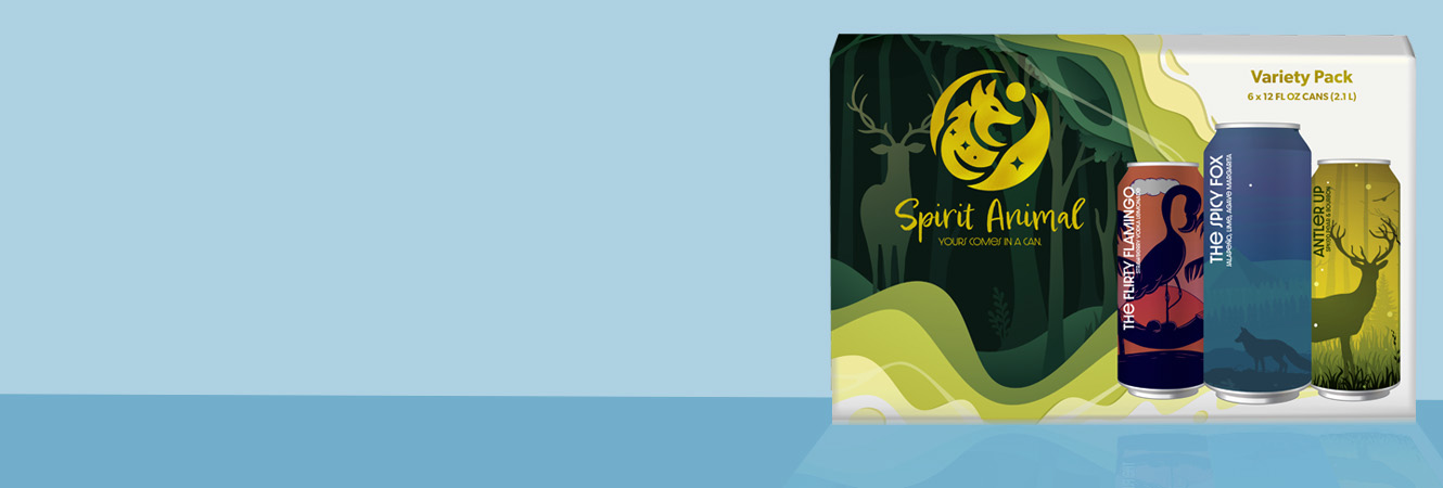 Folding carton beverage variety pack with printed graphics designed for shelf-ready appeal.