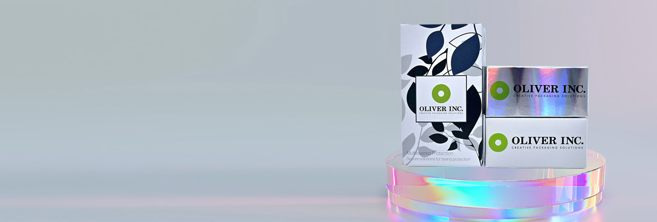 Custom folding carton packaging with foil finishes and printed graphics for premium brand presentation.