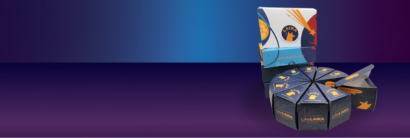 Custom folding cartons featuring clever closures and die-cuts, with header, sub-head, and CTA text.