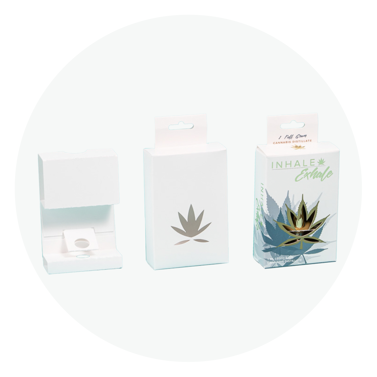 Three-stage folding carton with insert tray and hang tab for retail display.