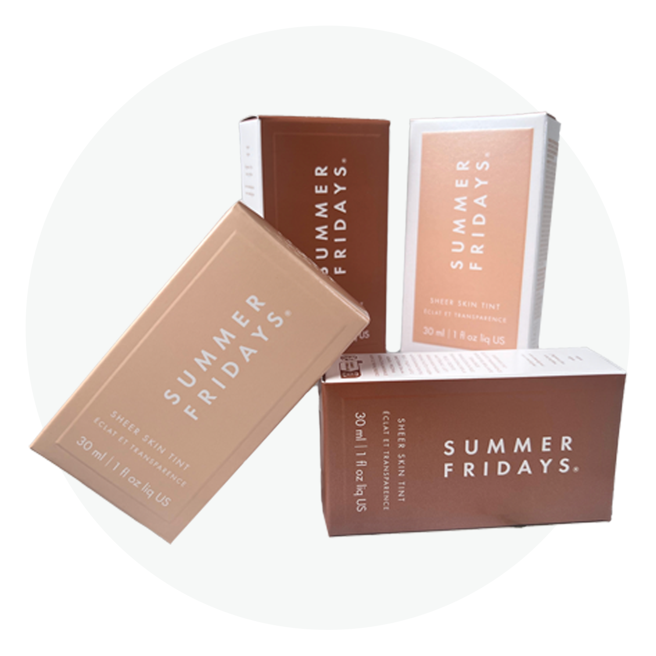 Multiple pastel folding cartons with straight tuck closures and minimalist design.