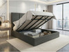 Charcoal Fabric Storage Bed - Modern Dark Grey Ottoman Bed Frame."