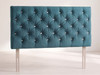 Windsor Chesterfield bed headboard in Teal Atlanta fabric with deep diamond buttoning in diamante buttons and wooden fixing struts