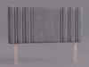 Carlton bed headboard in Grey velvet fabric with a smooth centre panel between ribbed side panels and wooden fixing struts
