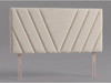 Valencia bed headboard in Ivory Atlanta fabric with a V-shaped chevron of diagonal padded channels and wooden fixing struts