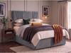 Riviera fan panel headboard in Charcoal velvet fabric shown with a matching divan bed set