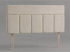 Belmont bed headboard in Ivory Atlanta fabric with a horizontal padded top band above vertical panels and wooden fixing struts