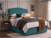 Ashbury crown top headboard in Teal Atlanta fabric shown with a matching divan bed set