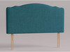 Ashbury bed headboard in Teal Atlanta fabric with a crown-shaped arched top, smooth padded front and wooden fixing struts