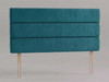 Soren strutted headboard in Teal Atlanta fabric with three wide horizontal padded panels and wooden fixing struts