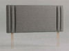 Meridian bed headboard in Steel Grey Atlanta fabric with flat centre panel framed by parallel padded channels and wooden fixing struts