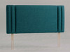 Meridian bed headboard in Teal Atlanta fabric with flat centre panel framed by parallel padded channels and wooden fixing struts