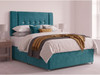 Starlight diamante headboard in Teal Atlanta fabric with a row of diamante buttons, shown with a matching divan bed set