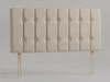 Monaco bed headboard in Beige fabric with vertical fluted channels, two rows of diamante buttons and wooden fixing struts