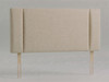 Metro bed headboard in Beige fabric with smooth padded centre panel, slim side columns and wooden fixing struts