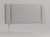 Metro bed headboard in Silver Atlanta fabric with smooth padded centre panel, slim side columns and wooden fixing struts