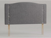 Celeste diamante studded headboard in Steel Grey Atlanta fabric with contemporary arched top and vertical crystal tufting
