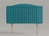 Belgrave arched bed headboard in Teal Atlanta fabric with curved padded top panel, fluted centre panel and wooden fixing struts