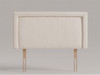 Orion bed headboard in White Ivory Atlanta fabric with a full border, plain centre panel and wooden fixing struts