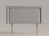 Orion bed headboard in Silver Atlanta fabric with a full border, plain centre panel and wooden fixing struts
