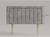 Mirielle bed headboard in Steel Grey Atlanta fabric with vertical fluted channels, full border and wooden fixing struts