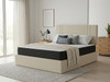 The Allure no-turn memory foam mattress neatly positioned on an upholstered bed base in a modern bedroom setting.