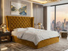 Luxury Stella Ottoman Bed with curved wingback headboard and gas lift storage, handcrafted in the UK for style and practicality.