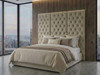 Stylish wall-mounted headboard panels featuring deep-button diamond tufting, perfect for creating a luxurious bedroom atmosphere.