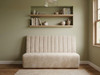 Bespoke beige velvet corner booth seating for a contemporary home interior.