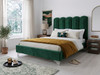 Dune Bubble Upholstered Bed Frame in nature-inspired green velvet fabric, highlighting the soft texture and modern scalloped headboard design