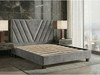 Modern Sequoia Grey Velvet Bed Base displaying sturdy wooden slat system and easy assembly construction.