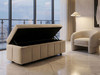 Julieta Upholstered Ottoman Storage Bench in Cream Velvet open revealing spacious deep storage compartment