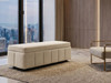 Julieta Upholstered Ottoman Blanket Box in Cream Velvet with luxury vertical accent lines and padded seat