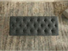 Top view of Alicia Ottoman seat pad featuring diamond tufted button design in Charcoal Linen