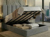 Grey Fabric Ottoman Bed Open Showing Full Under-Bed Storage with Heavy Duty Gas-Lift Mechanism