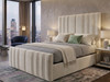 Cream velvet Selva Ottoman Storage Bed Frame by Hush My Bed, highlighting elegant vertical fluted upholstery and a triple-reinforced frame