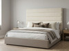 Tessan floor standing headboard in Atlanta Ivory Soft fabric styled with matching bed frame